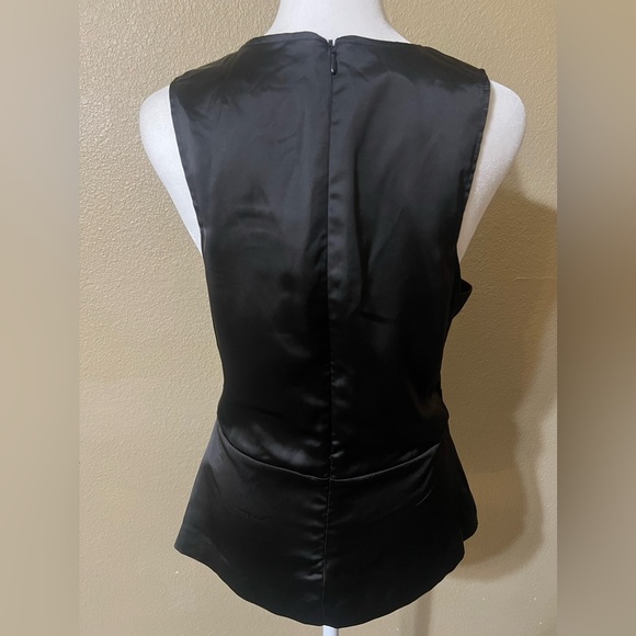 H&M Black Peplum Top With Side Cutouts Size 8 Office Workwear Corpcore - Picture 3 of 6